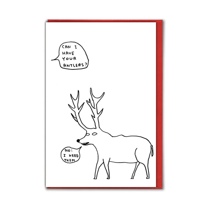 David Shrigley Funny Antlers Christmas Card