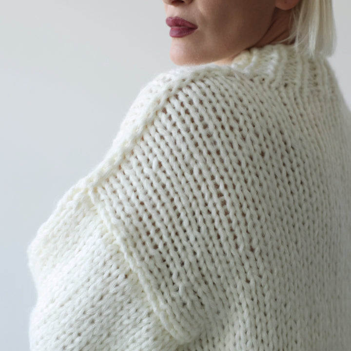 Beige wool chunky knit oversized jumper