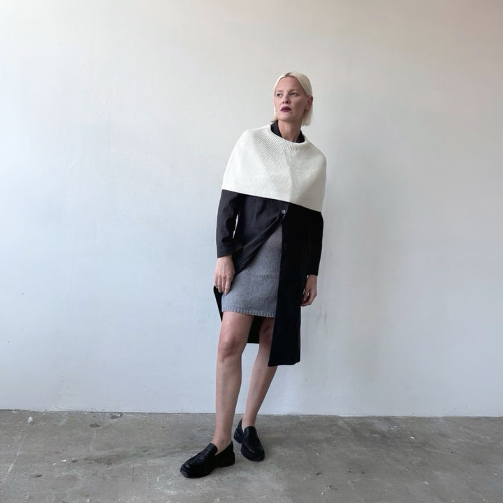 Cream mohair wool knitted cape