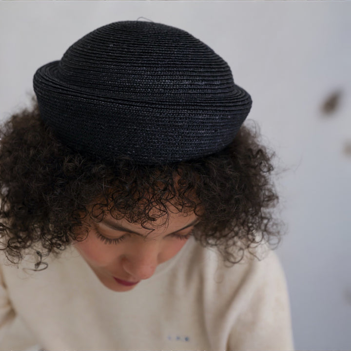 Black Straw Pillbox Hat