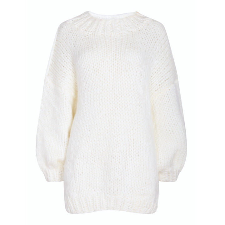 Beige wool chunky knit oversized jumper