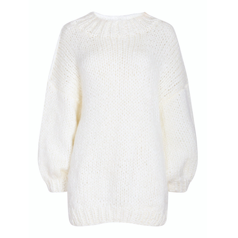 Beige Wool Chunky Knit Oversized Jumper