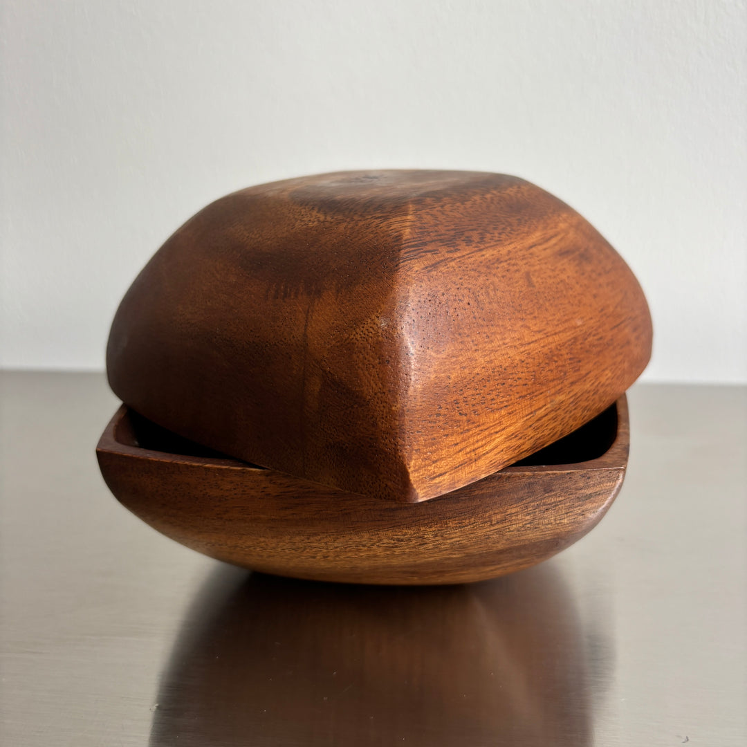 Walnut wood square hand carved bowl