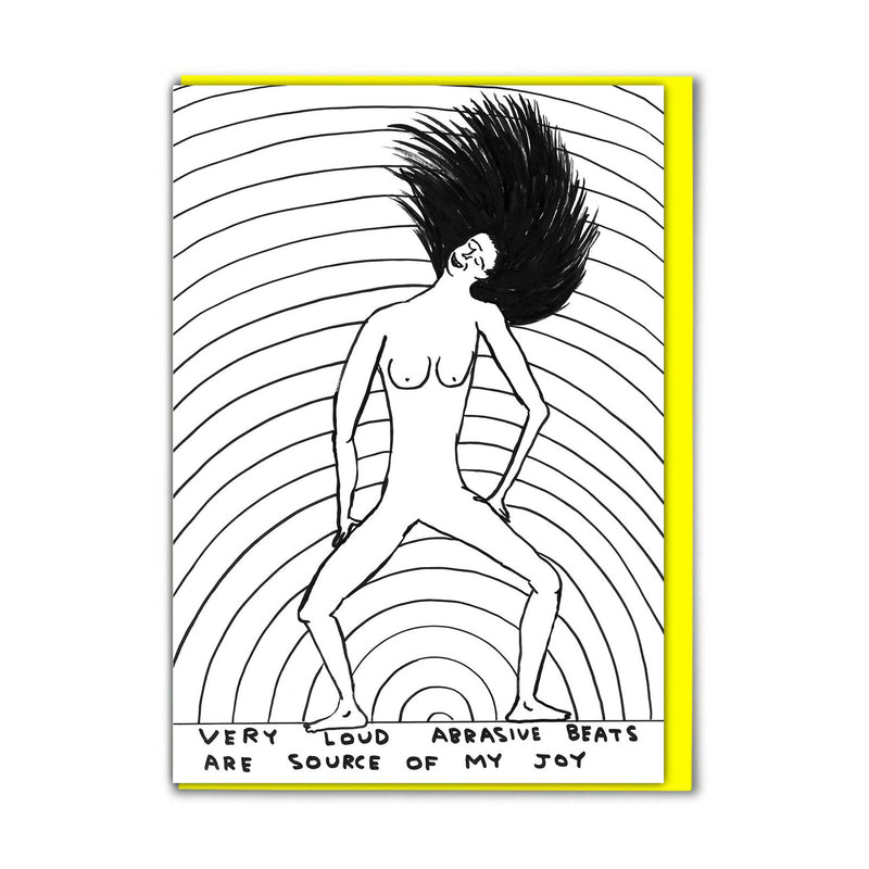David Shrigley Funny Very Loud Beats Birthday Card
