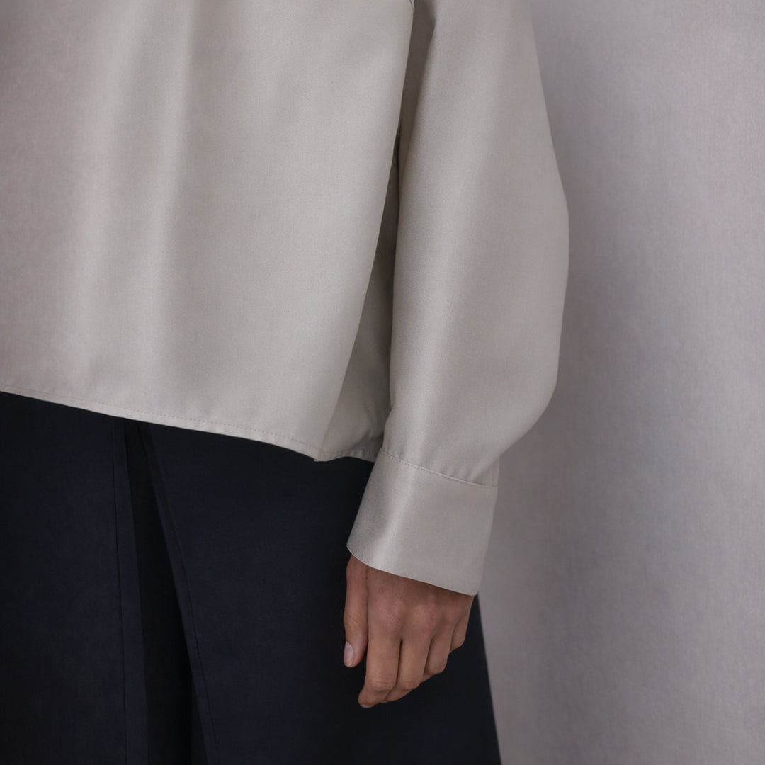 Beige Bias Lantern Oversize Shirt