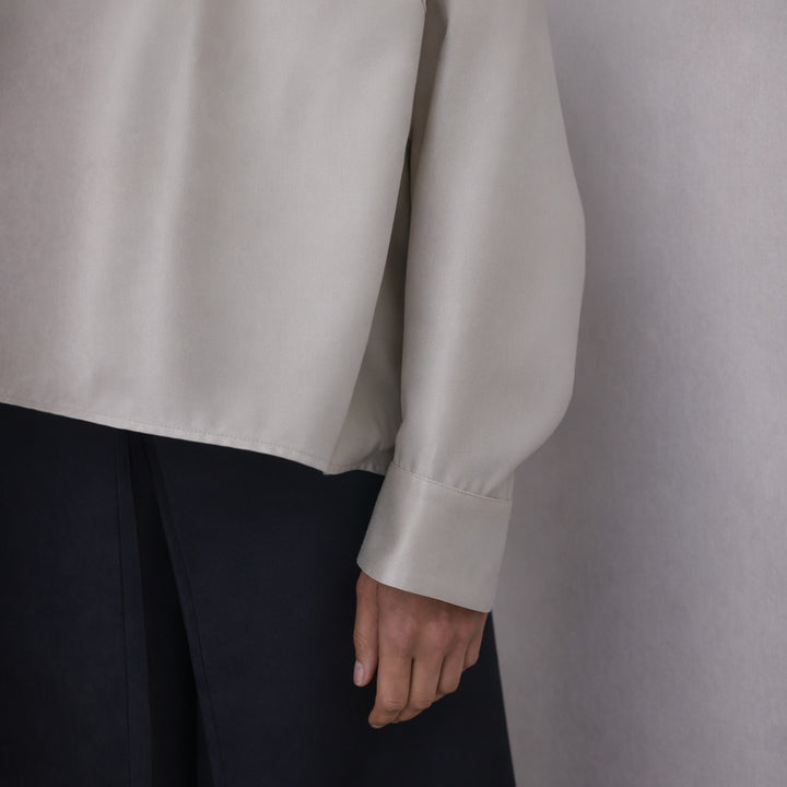 Beige Bias Lantern Oversize Shirt