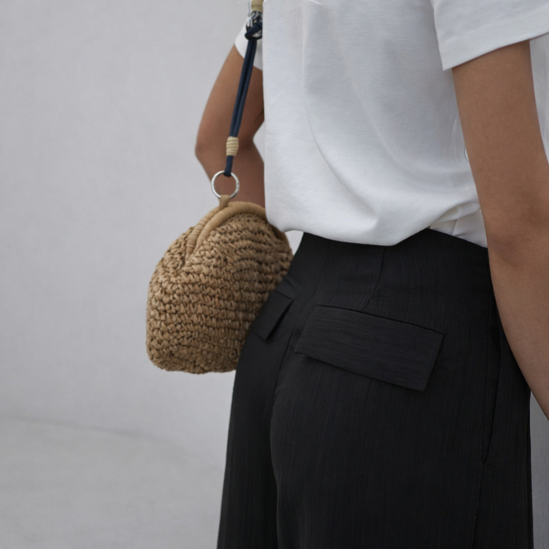 Black Crinkled Ankle Trousers