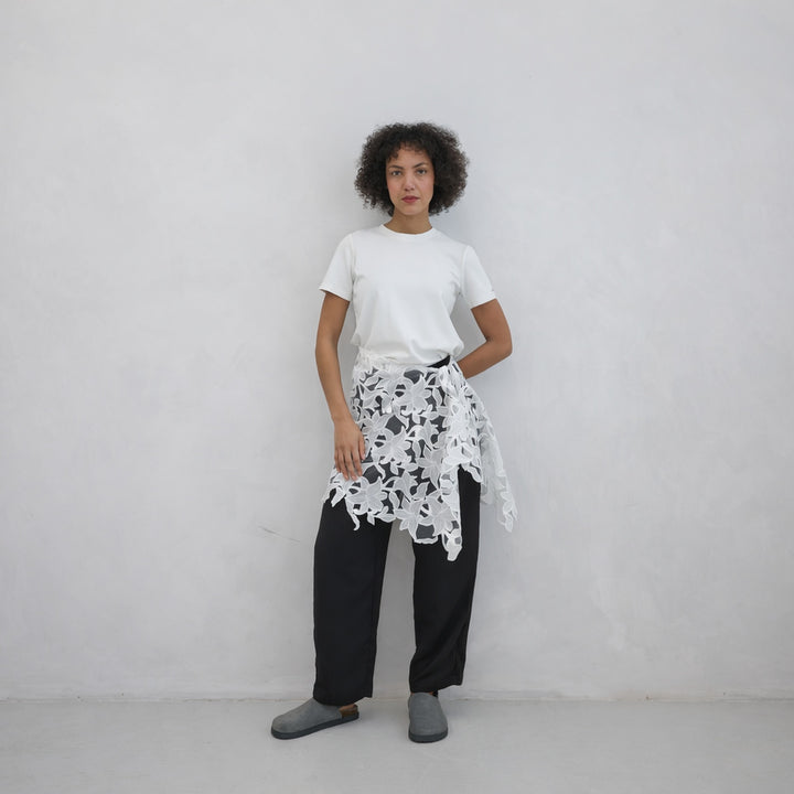 Black Crinkled Ankle Trousers