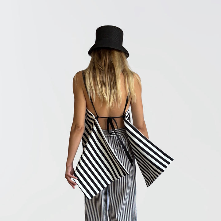 Striped multi-wear top or apron skirt layer