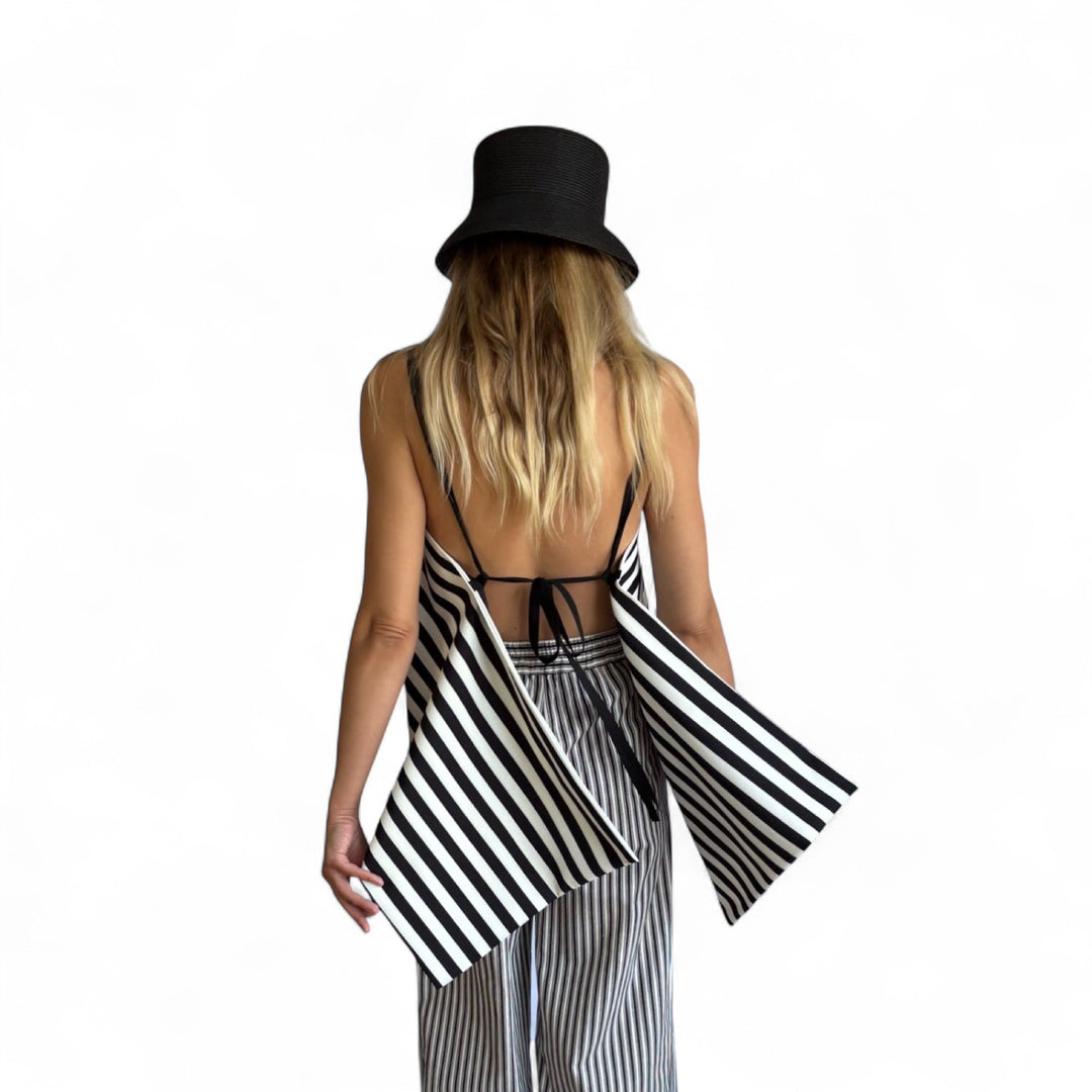 Striped multi-wear top or apron skirt layer