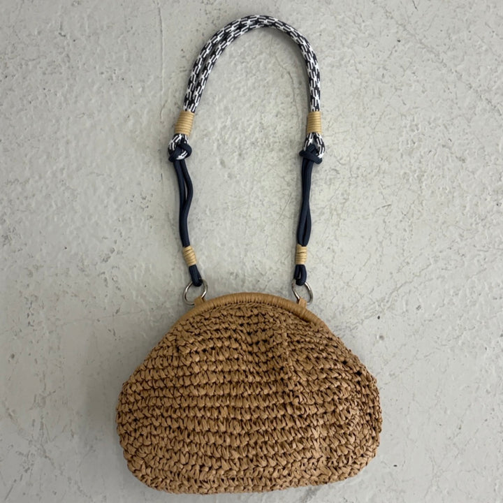 Straw Braided Clutch Bag With Braided Shoulder Strap