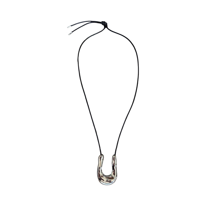 Silver wish bone geometric pendant necklace