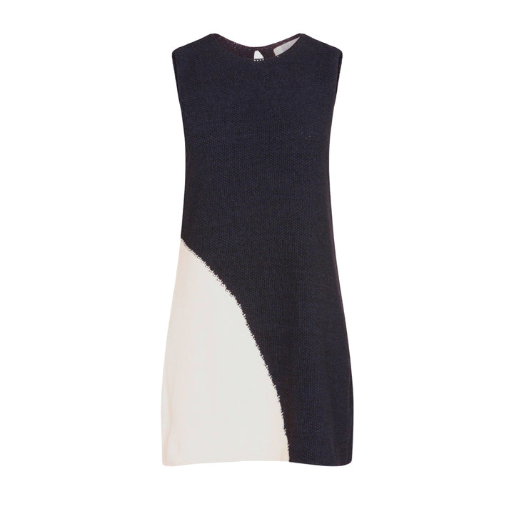 Black and Beige Waffle Knit Short Dress