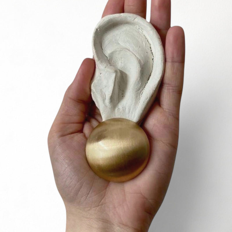 Big Brushed Gold Stud Earrings