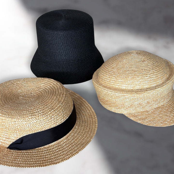 Black rigid bucket hat with ties