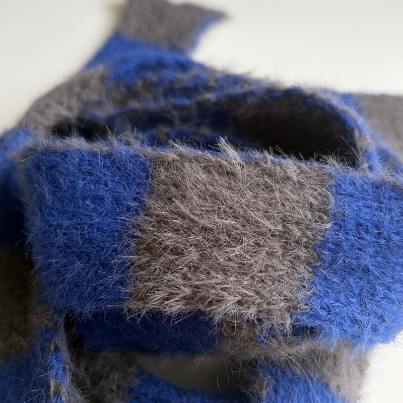 Skinny Blue Gray Striped Scarf