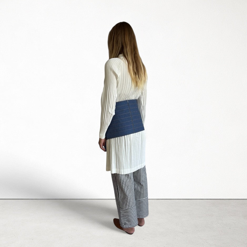 Denim multi-wear ribbon strapless top or apron