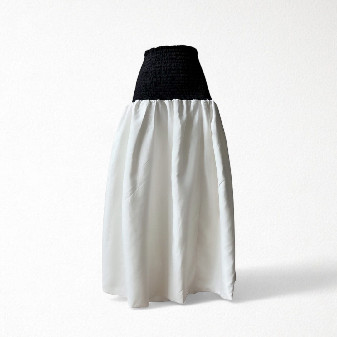 Smocked black and white balloon multi wear skirt or dress