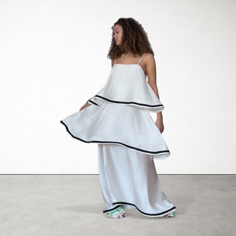 White Layer Dress With Spaghetti Straps