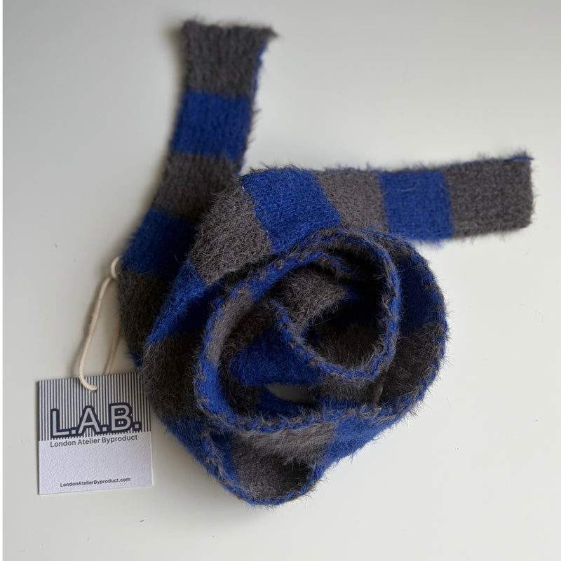 Skinny Blue Gray Striped Scarf