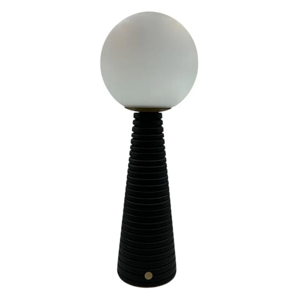 Large Deco Cone Ribbed Charcoal Lamp - Sixton London