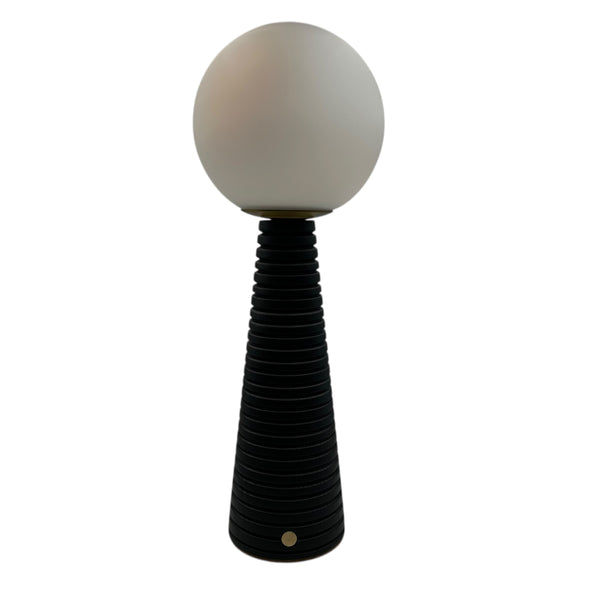 Large Deco Cone Ribbed Charcoal Lamp - Sixton London