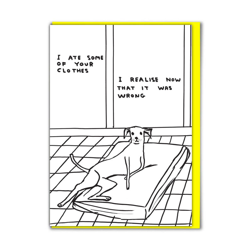 David Shrigley Funny I Ate Your Clothes Birthday Card