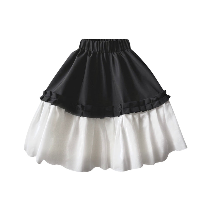 Black white cloché pleated skirt with ruffles