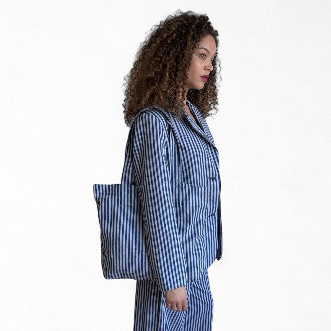Blue White Striped Tailored Blazer
