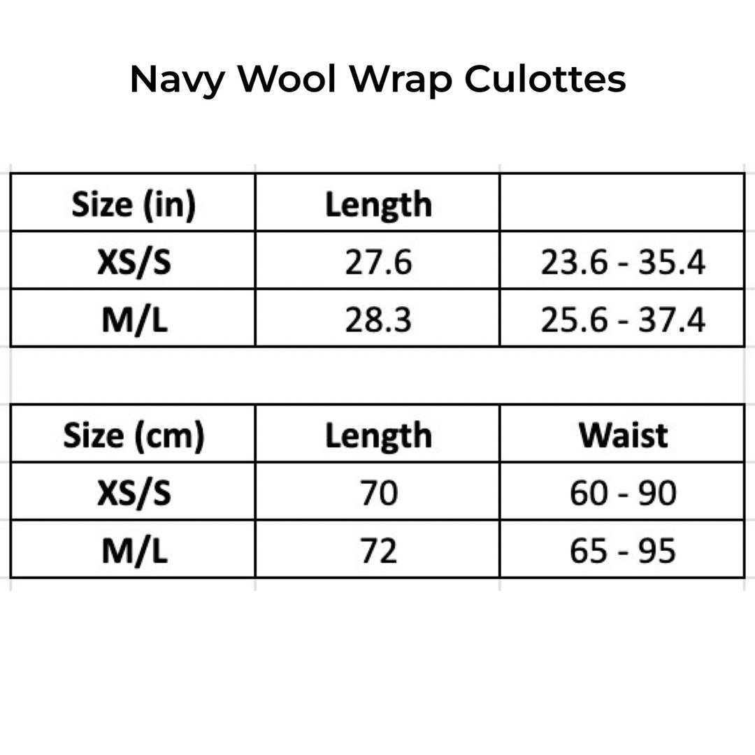 Navy Wool Wrap Culottes Trousers