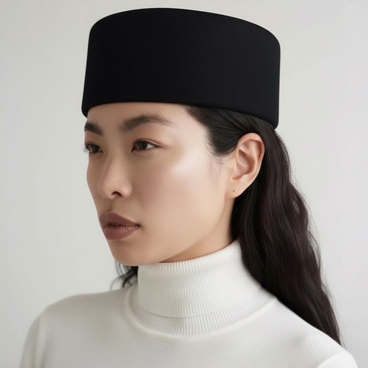 Black wool pillbox hat