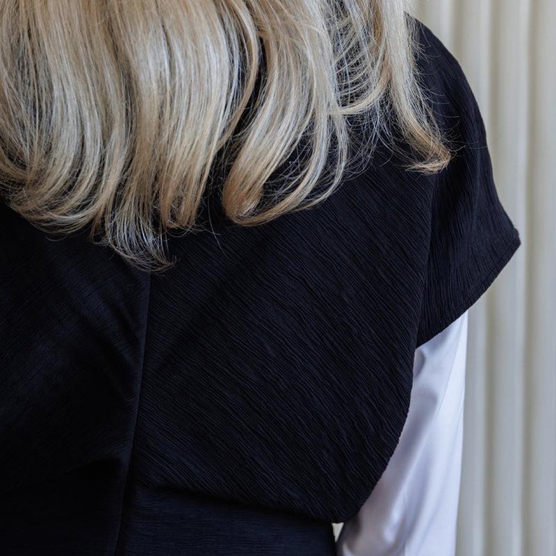 Black Crinkled A Line Dress