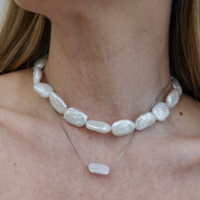 Freshwater Irregular Square Pearl Necklace
