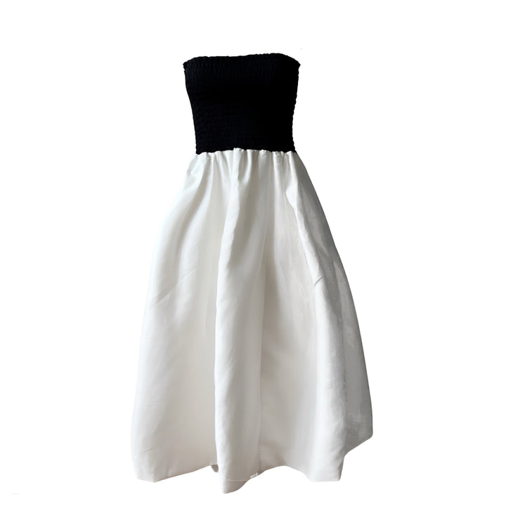 Smocked black and white balloon multi-wear skirt or dress