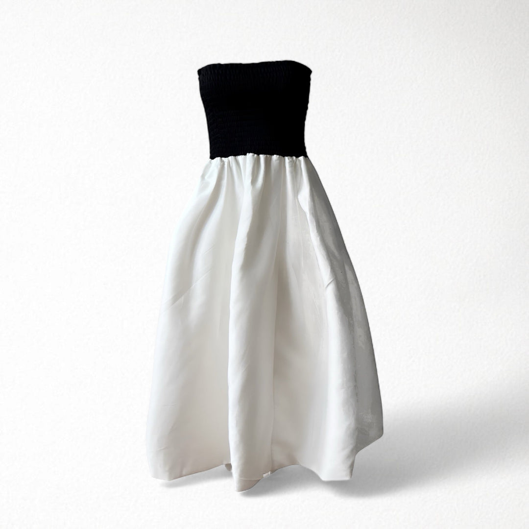 Smocked black and white balloon multi-wear skirt or dress