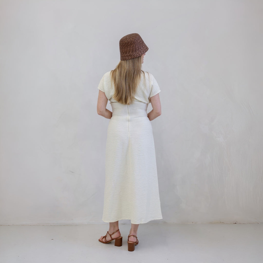 Beige Crinkled A Line Dress