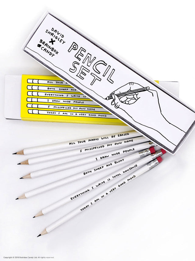 Funny Pencil (Set 1) - 6 Pencils (Gift Boxed) By David Shrigley