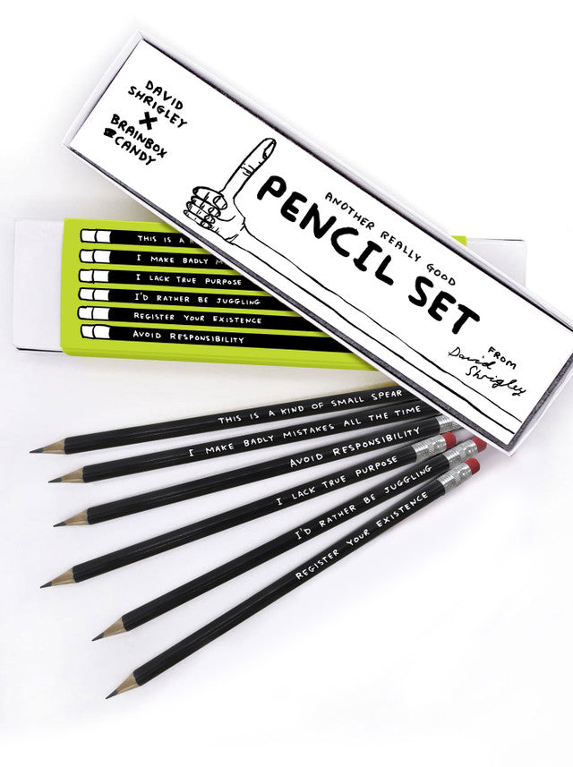 David Shrigley Funny Pencil Box Gift Six Designs Set Two