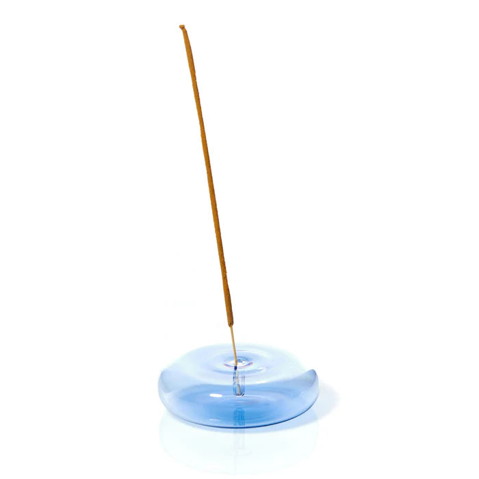 MÆGEN Hand Blown Glass Incense Holder Blue Dimple