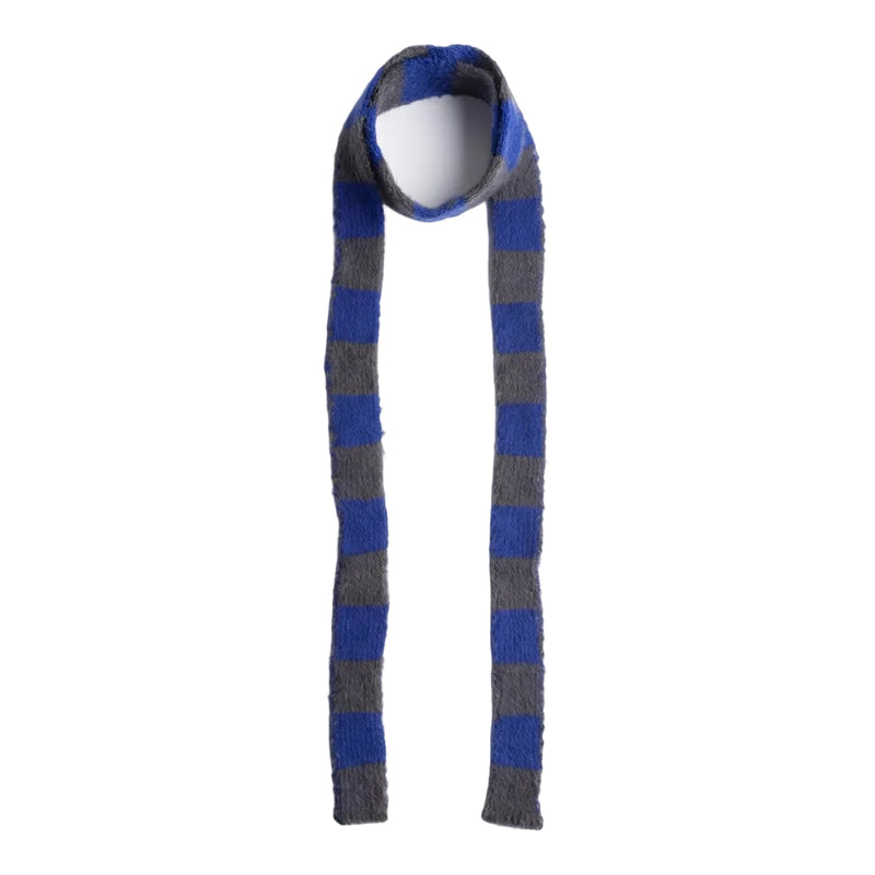 Skinny Blue Gray Striped Scarf