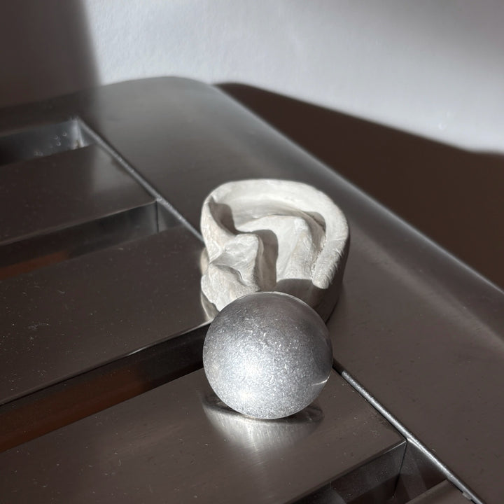 Big Brushed Silver Stud Earrings