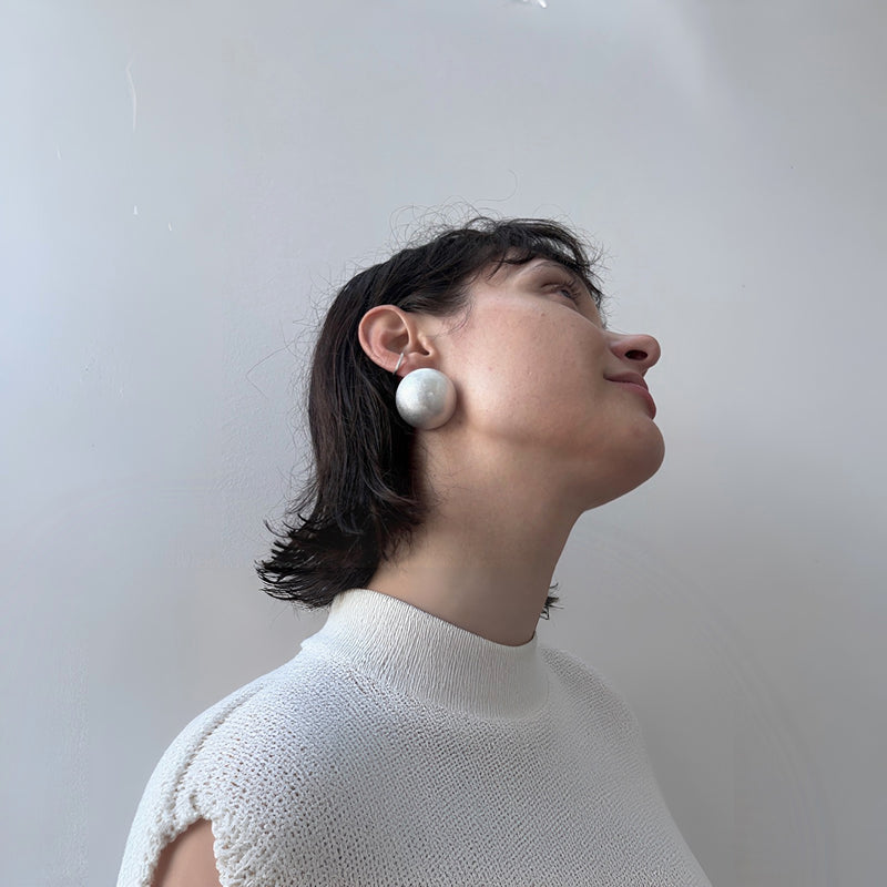 Big Brushed Silver Stud Earrings