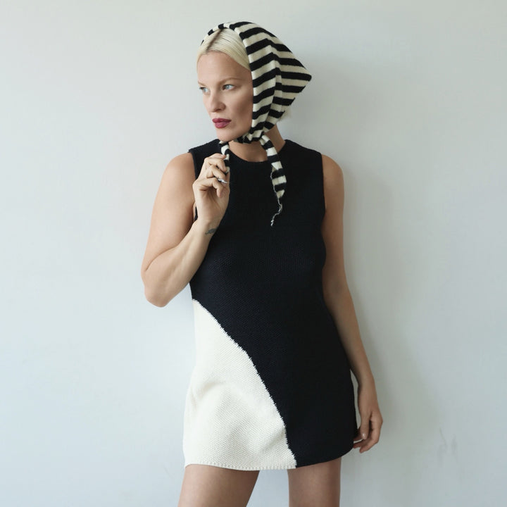 Striped Wool Small Triangle Knitted Scarf