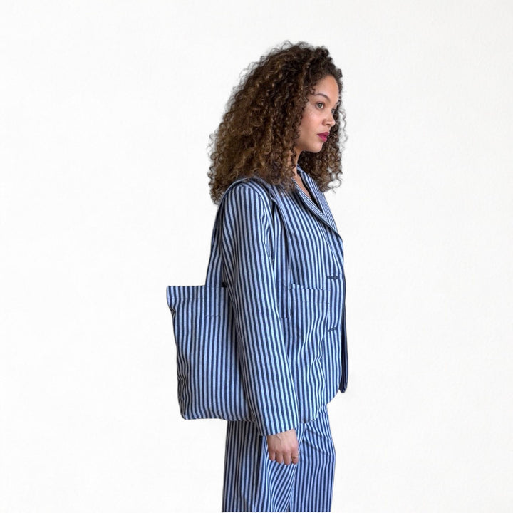Blue White Cotton Tote Bag