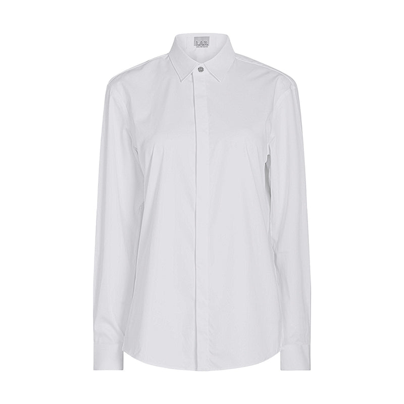 White Bamboo Shirt With Hidden Buttons