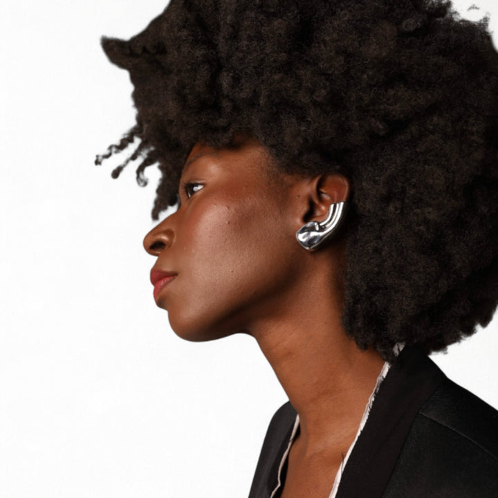 Silver ear lobe cuff earring (1 pc)
