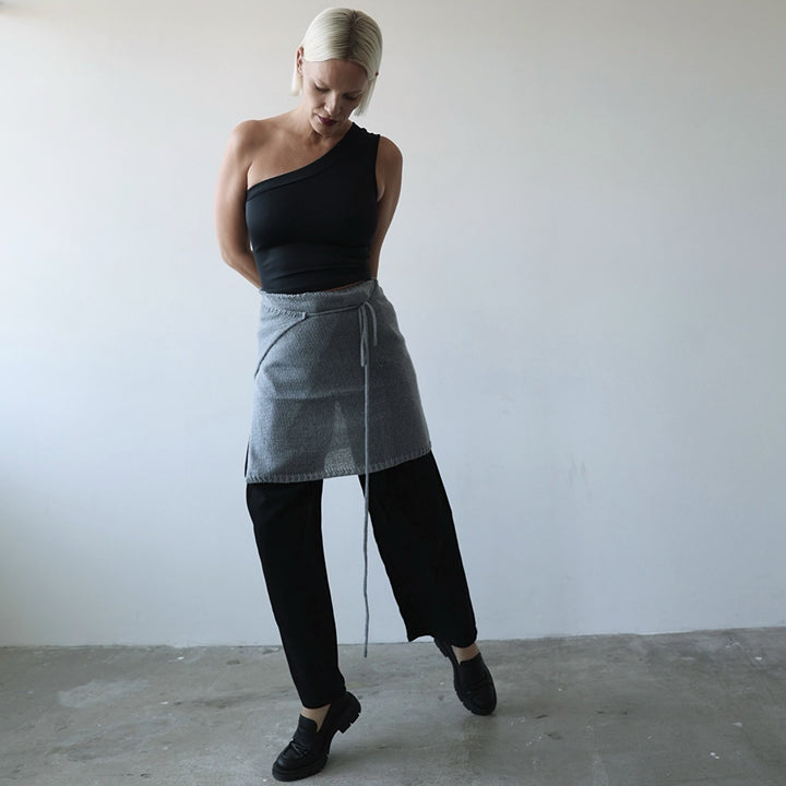 Grey Wrap Knitted Apron Skirt