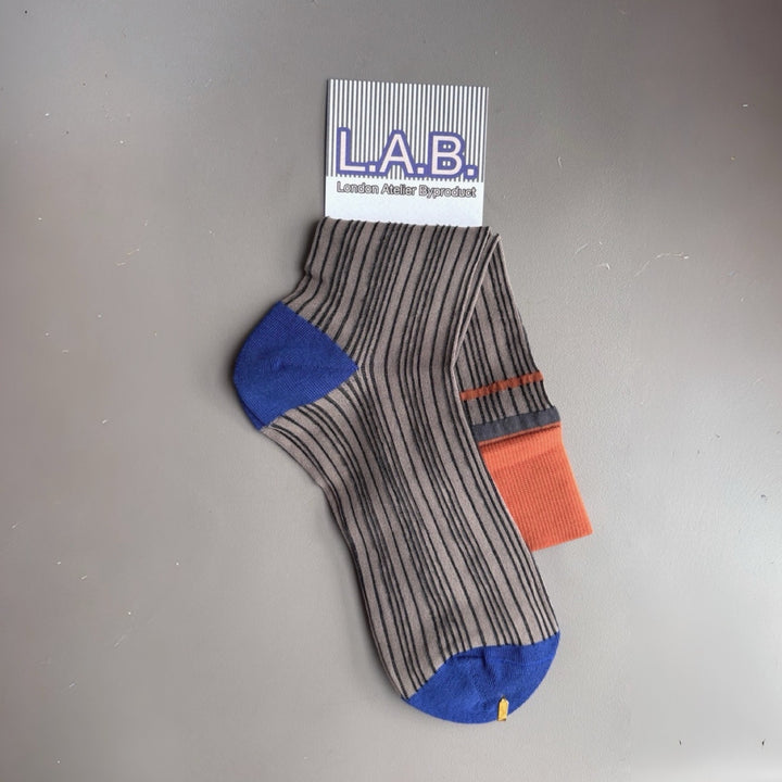 Color Block Brown Orange Thin Socks