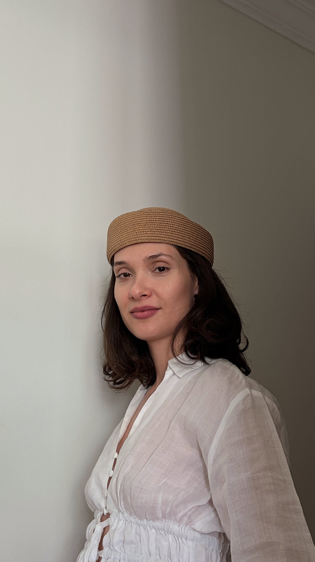 Natural Straw Pillbox Hat