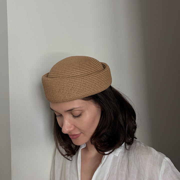 Natural Straw Pillbox Hat